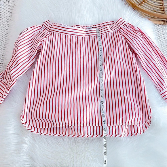 Emme Marella Stripe Off The Shoulder Top Red White 3/4 Button Sleeves Striped 40 - Picture 11 of 12